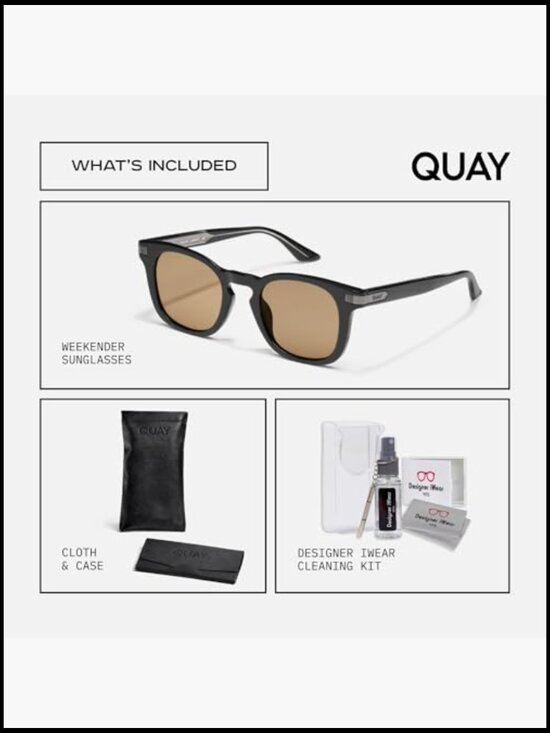 Rounded Square Sunglasses with Protective Case and Cleaning Cloth Bundle main image 6